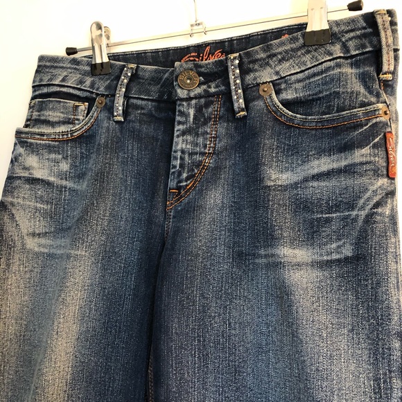 Silver Jeans Sarah Jeweled Dark Denim Boot Cut - Picture 5 of 6